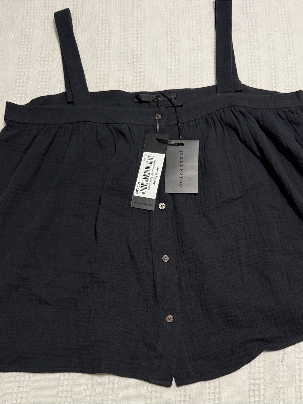 Jenni Kayne Black Button-Front Cotton Gauze Cami